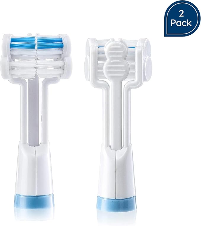 Triple Bristle Brush and Bite Handle Replacement Brush Head Combo | Special Needs & Autism Mouth Prop Toothbrush | Ergonomic Handle w/Bite Block | Patented 3 Head Design | Kids & Adults