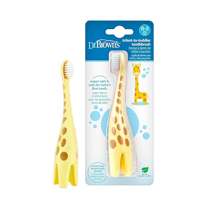 Dr. Brown's Infant-to-Toddler Toothbrush, Giraffe & Strawberry Toothpaste Set