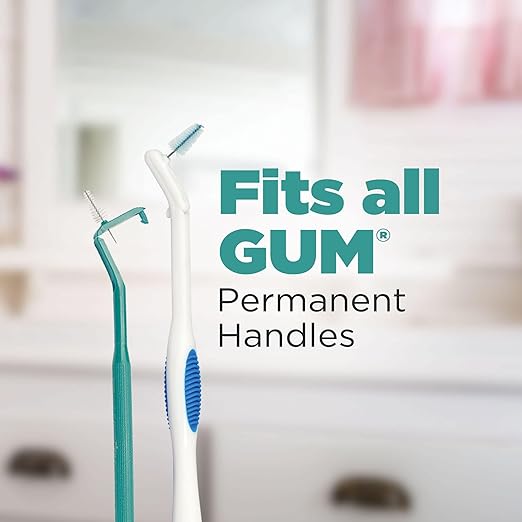 GUM Proxabrush Go-Betweens Refills - Moderate - Compatible with GUM Permanent Handle - Reusable Interdental Brushes - Soft Bristled Dental Picks, 8 Count
