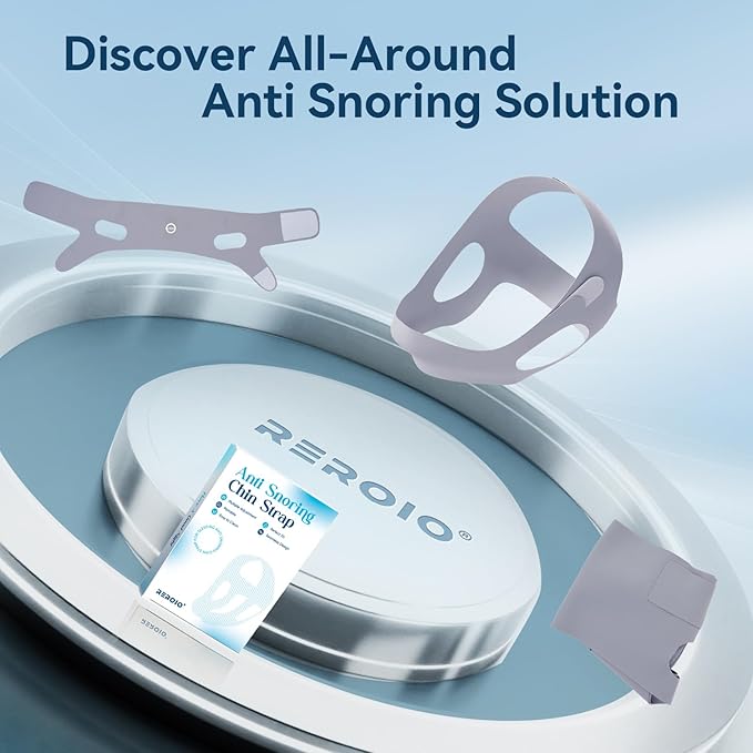 Chin Strap for Sleeping with 4-Side Adjustment, Anti Snoring Chin Strap Elasticity for Adults, Anti Snoring Devices Breathable and Durable, Snore Stopper for CPAP Users, Gray, M, 2packs