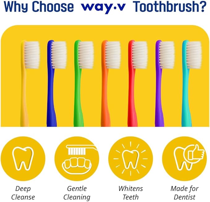 Way.V Extra Soft Toothbrush 7 Pack for Sensitive Gums and Teeth 3000 Ultra Gentle Bristles Brushes with Hygienic Head Covers Friendly Dentist Recommended BPA Free - Family Refill Pink 14 Pack