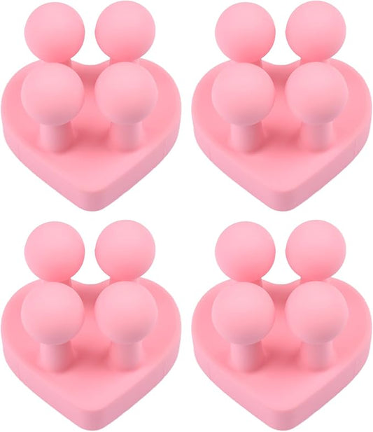 Silicone Toothbrush Holders Waterproof Toothbrush Hook Waterproof Hooks for Bathroom, Kitchen, Living Room & Office (Pink Heart)