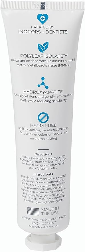 Fluoride-Free Nano-Hydroxyapatite Toothpaste – Whitening, Sensitive Teeth, MMP Inhibiting, Antiplaque, Remineralizing, Created by Doctors + Dentists for Gum Health, SLS-Free, Made in USA, 4oz, 2-Pack