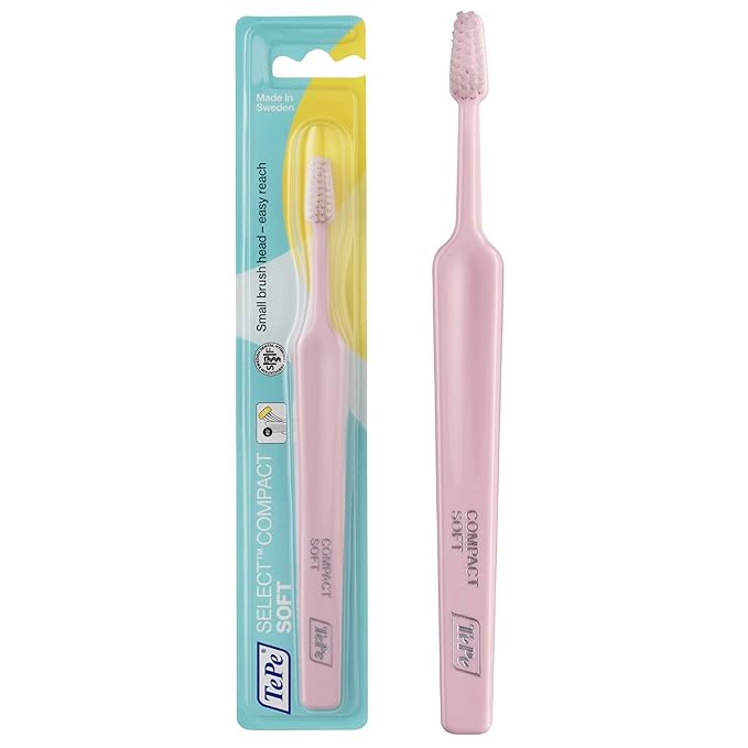 TePe Select Soft Toothbrush, Adult Soft-Bristle Toothbrush with Compact Tapered Head and Angled Neck, Pack of 1