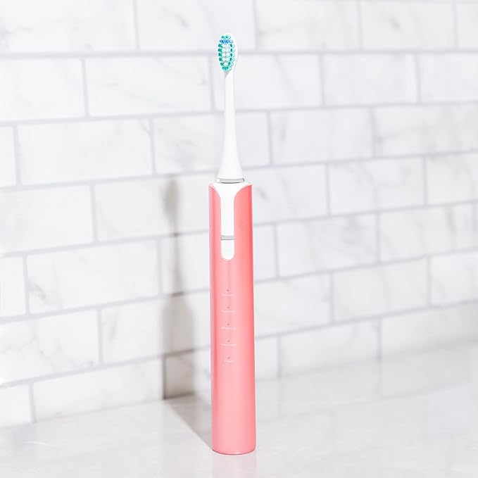 Soniclean Lux Sonic Toothbrush for Adults with 6 Toothbrush Heads, Rechargeable, Automatic, Sonic with Refills, Rose Gold