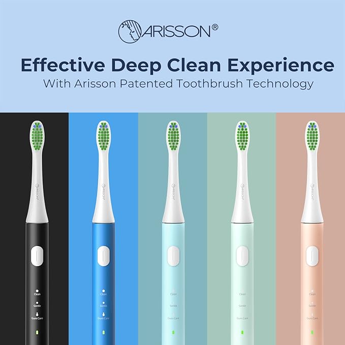 ARISSON Sonic Electric Toothbrush for Adults and Kids, 40,000 VPM Power Toothbrush, 1.5H Fast Charge Ultrasonic Electric Toothbrushes with 2 Minutes Smart Timer, White on Lime Green