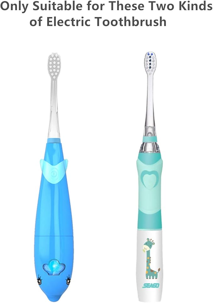 SEAGO Toothbrush Replacement Heads - SG977 SG513 - Kids Toothbrushes Heads for Toddlers - Compatible with SEAGO Electric Toothbrushes Kids (White, 6-Pack)