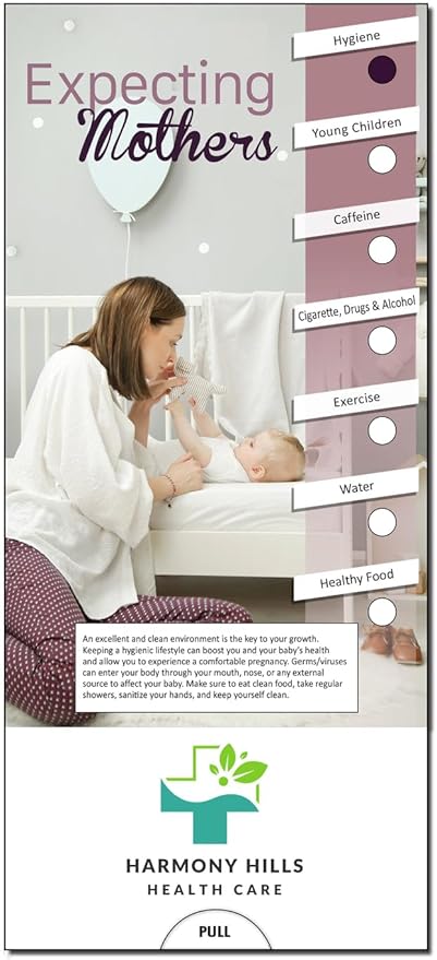 ZOCO - Expecting Mothers Slide Chart - Custom Promotional Item (Pack of 250) - Pregnancy Pocket Guide, Brochure, Pamphlet - Doctor’s Office, Hospitals, Clinics, Healthcare Handout - 3.75 x 8.5 in.