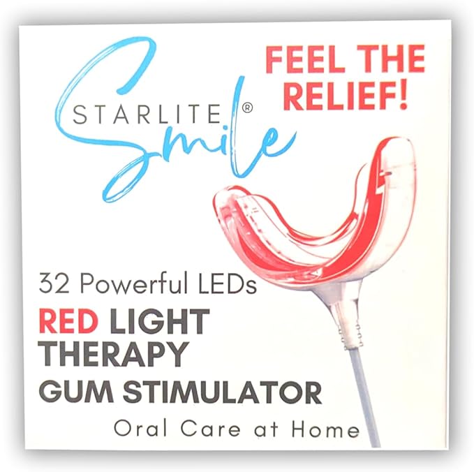 Red Light for Gums – Gum Health & Gum Care – 32 Red LEDs for Gums and Teeth – USB-C, USB & Lightning-Compatible Adapters Included – Gum Red Light by Starlite Smile