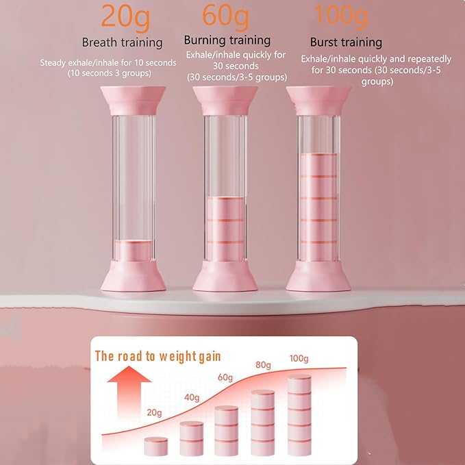 Digital Breathing Dumbbells with Adjustable air holes, Load Bearing Breathing Training Device, Abdominal Breathing Capacity,Slimming Belly, Breathing Resistance Training Dumbbells (Pink)