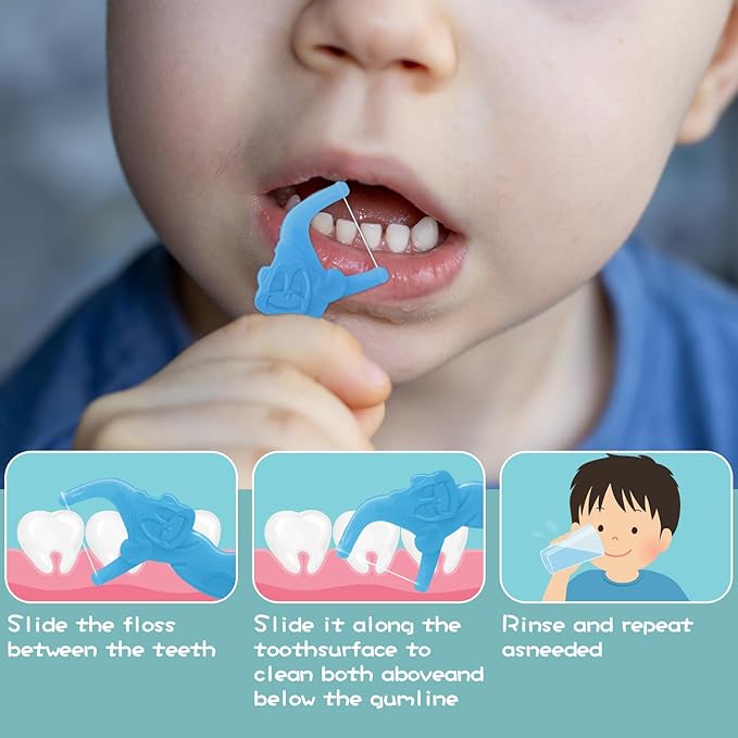Floss Picks, Children's Floss Sticks, Fun Flossing Sticks for Kids，Fluoride Free, BPA Free, Odorless, 60 Sticks per Pack, 4 Packs = 240 Sticks