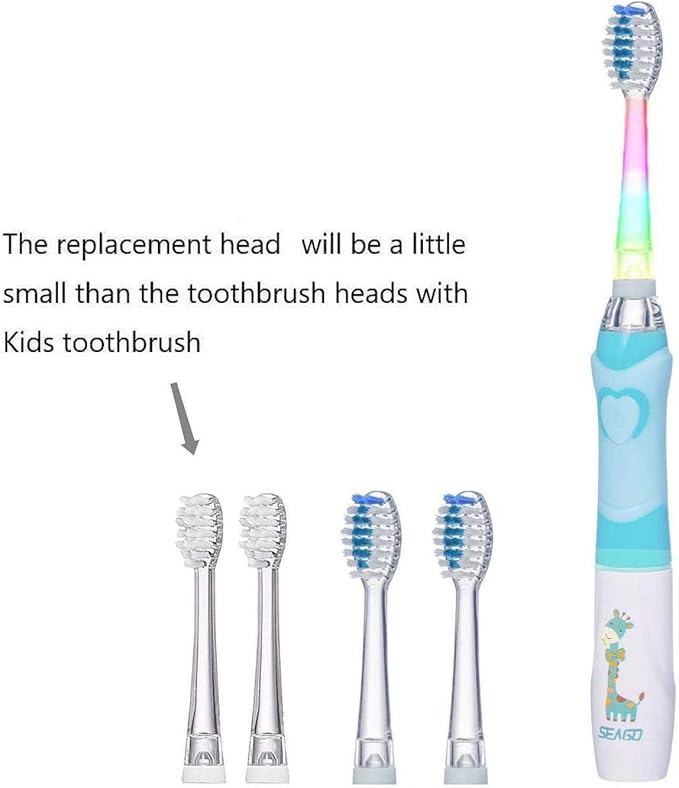 SEAGO Toothbrush Replacement Heads - SG977 SG513 - Kids Toothbrushes Heads for Toddlers - Compatible with SEAGO Electric Toothbrushes Kids (White, 6-Pack)