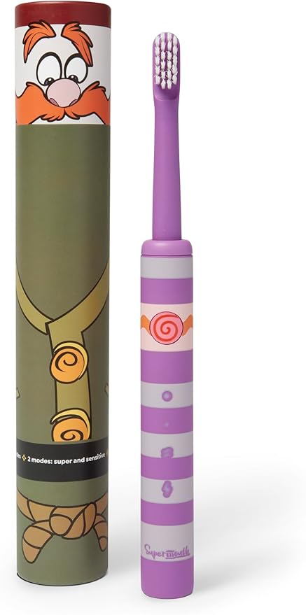 SuperMouth Smile Sidekick Sonic Toothbrush for Kids – Rechargeable, 3 Brushing Modes, Ultra-Soft Bristles, 2-Min Timer, Replaceable Brush Head – Includes Augmented Reality Sticker to Teach Brushing