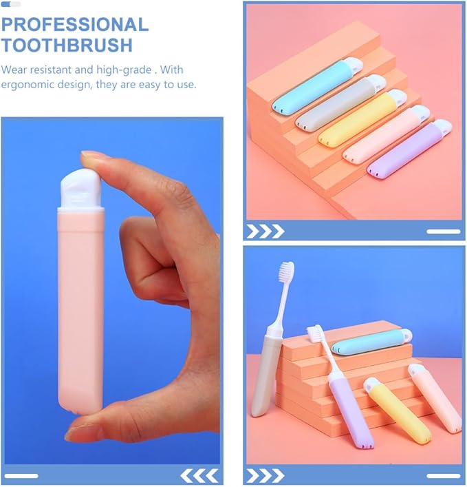 GOOHOCHY Professional Soft Bristle Toothbrushes 5pcs Portable Travel Toothbrush Set Convenient Wear-Resistant Daily Tooth Brush for Household Oral Care Random Color Random Color