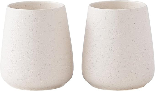 Beige Toothbrush Holder for Bathroom - 2Pcs Ceramic Tooth Brushing Holders Set, Toothbrush Cup & Toothpaste Organizer for Bathroom Countertop, Makeup Brush Holder, Pen Holder for Home Desktop Storage