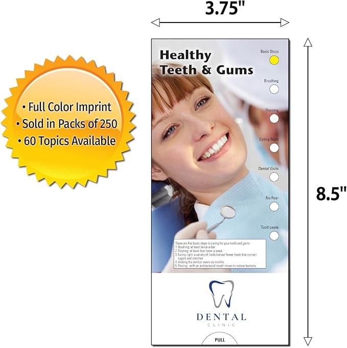 ZOCO - Healthy Teeth & Gums Slide Chart - Custom Promotional Item (Pack of 250) - Oral Health Care Guide - Dentists, Dental Hygienists Handout, Brochure, Pamphlet - 3.75 x 8.5 in.