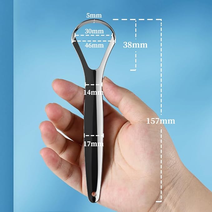 VIWIK Tongue Scraper for Adults, 100% Stainless Steel Tongue Cleaner - 6 Pack Hygienic Oral Care Tools, Bad Breath Remover & Tongue Brusher for Family Dental Hygiene Kit