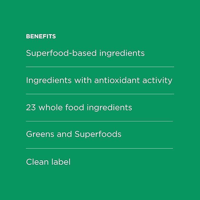 SuperGreens - Superfoods Powder Mix with 23 Whole Food Ingredients - Vegan, Organic, Plant-Based Wellness - Gluten-Free, USDA Organic - Clean Label - 1 Bag, 30 Servings