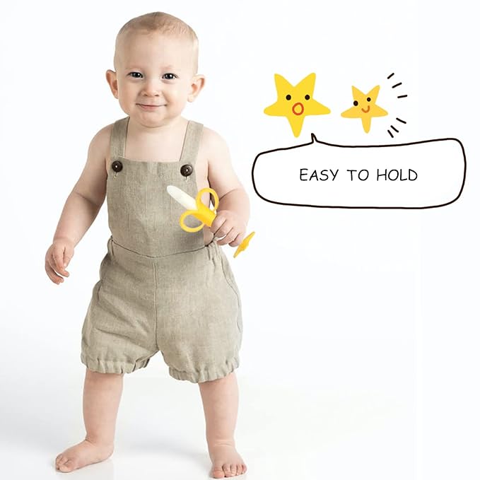 Chuya Teething Toys for Baby, Teethers with Banana Toothbrush Teeth Brushing,BPA-Free,Chew Toy Infants Toddlers Silicone Teether for Babies 0-6-12 Months