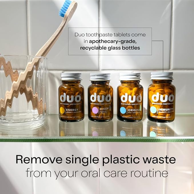 Duo Immunity Toothpaste Tablets | Vitamin D3 + B12 w/Nano-Hydroxyapatite (nHa) - Whitening, Remineralize & Reduce Sensitivity | Sustainable & Plastic Free | Wild Mint w/Sage, 1 Bottle/ 62 Tablets