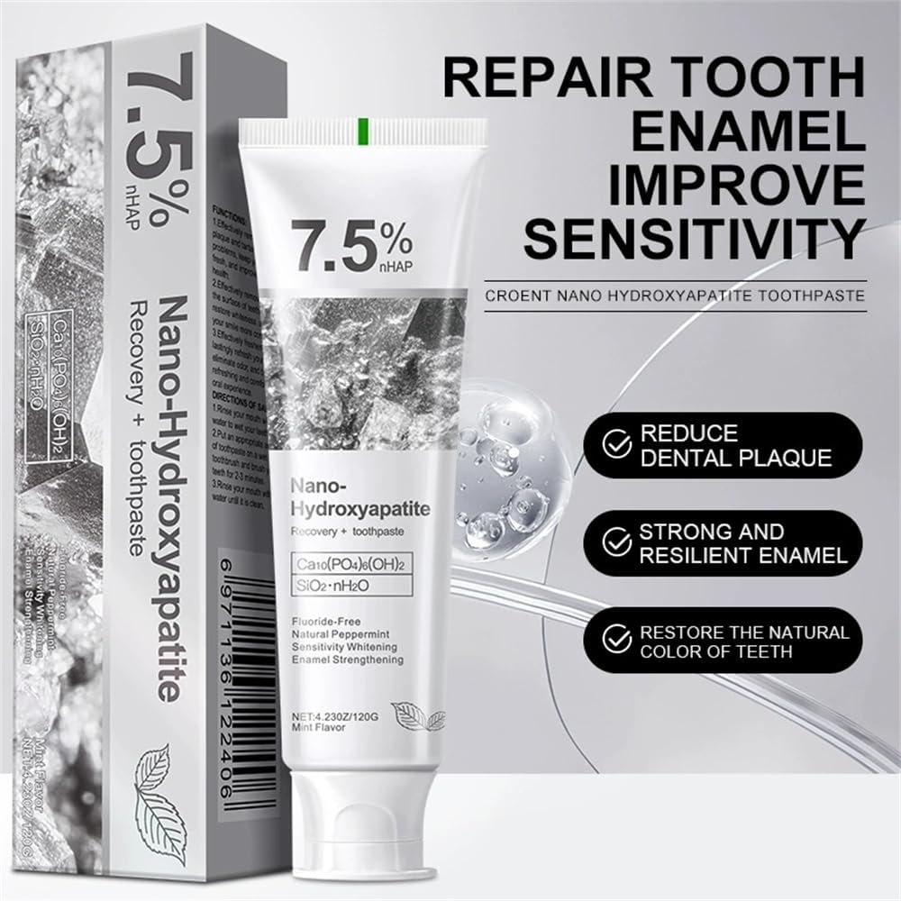 Hydroxyapatite Toothpaste for Advanced Enamel Protection, Fluoride-Free Nano Hydroxyapatite Toothpaste, Gentle and Effective Formula, Fresh Breath, Suitable for Sensitive Teeth 2 Pack