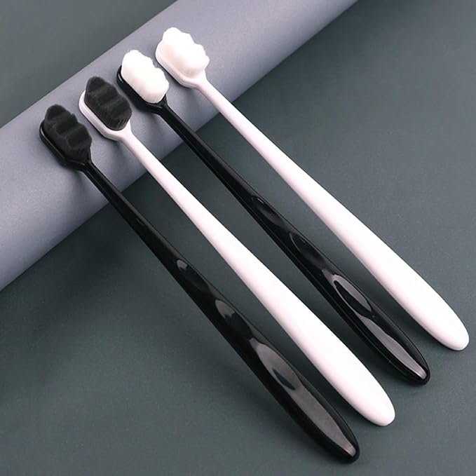 TEHAUX 2PCS Portable Wave Bristle Toothbrushes with Ergonomic Handles for Adults Soft Curved Corner Brushes Lightweight Travel and Home Oral Care