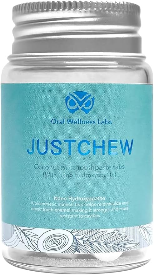 Toothpaste Tablets - Nano Hydroxyapatite,Fluoride & Plastic Free, Eco & Travel Friendly，Natural Whitening Toothpaste - Remineralize with NHA （1 Bottle / 1 Month-Coconut Mint）