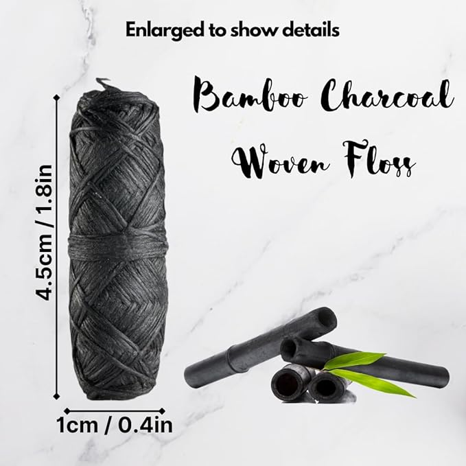 BOONBOO Dental Floss Refill, Charcoal Woven Thread, 2pcs of 100FT/30M - Total 200FT/60M, Waxed, Coconut