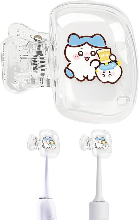 Upgrade Travel Toothbrush Head Covers Toothbrush Protector Cap Brush Pod Case Protective Portable Plastic Clip for Household Travel, Bathroom, School, Camping, Business (J, 2 Pack)
