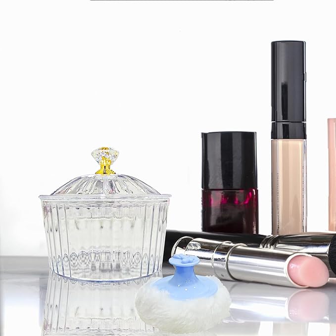 3 Pcs Body Powder Puff and Container, Large Soft Face Body Powder Puff Dish Fluffy for Women