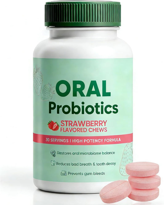 Oracare Oral Defence – Strawberry Chewable Probiotic Supplement for Microbiome Balance, Fresh Breath, Gum Health & Daily Hygiene Support, 30 Servings