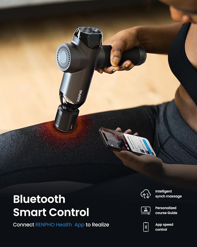 RENPHO Massage Gun Deep Tissue with Heat and Cold, FSA Eligible HSA, Valentines Birthday Gifts for Women Men, Percussion Muscle Massage Gun with 12mm Amplitude, Handheld Back Massager Gun for Athletes