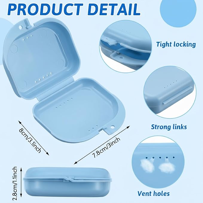 Sherr 120 Pcs Dental Retainer Cases Bulk with Holes 12 Pastel Colors Denture Case Mouth Guard Holder False Teeth Container Multicolored Retainer Holder for Travel Office Home
