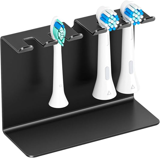 Electric Toothbrush Head Holder, Oukimly Toothbrush Holder Wall Mounted or Desktop, Metal Tooth Brush Holder, Shower Brush Head Holder, Electric Toothbrush Holder for Bathroom (Black, Large)