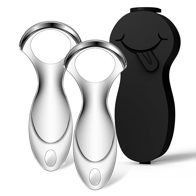 RONAVO Tongue Scraper for Adults, Metal Tongue Cleaner (2024) Tongue Coating Removal Bad Breath Care, Tongue Scraper with Black Carrying Case for Travel & Business Trips, Portable Storage