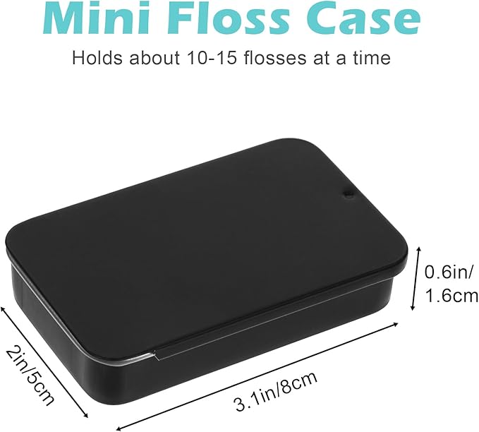 4Pack Dental Floss Portable Case Black Travel Floss Box Tooth Pick Dispenser Refillable Glide Toothpick Storage Container Storage Compact Glide Flosses Organize for Travel Dates Dinners Hotels Outdoor