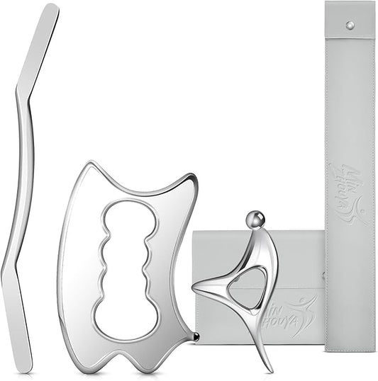 Stainless Steel Gua Sha Tools, 3 in 1 Muscle Scraper Tool, Metal Gua Sha Physical Therapy Equipment, Body Guasha, Myofascial Release,Scraping Tool Physical Therapy, Deep Tissue Massager for Knots