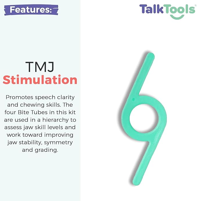 TalkTools Chewy | Oral Motor Sensory Tool for Kids and Toddlers | Therapy Tools to Improve Chewing and Biting (Green and Purple, 2 Count (Pack of 1))