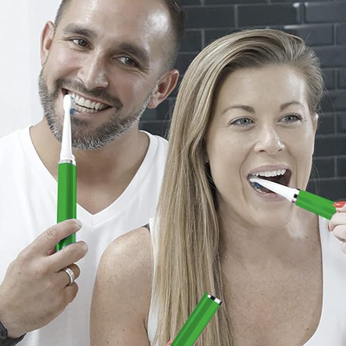 Pop Sonic Ultimate Pro Rechargeable Toothbrush (Green) - 40,000 Strokes/Min - Dupont Nylon Bristles - Teens & Adults with Quadrant Pacer & Timer