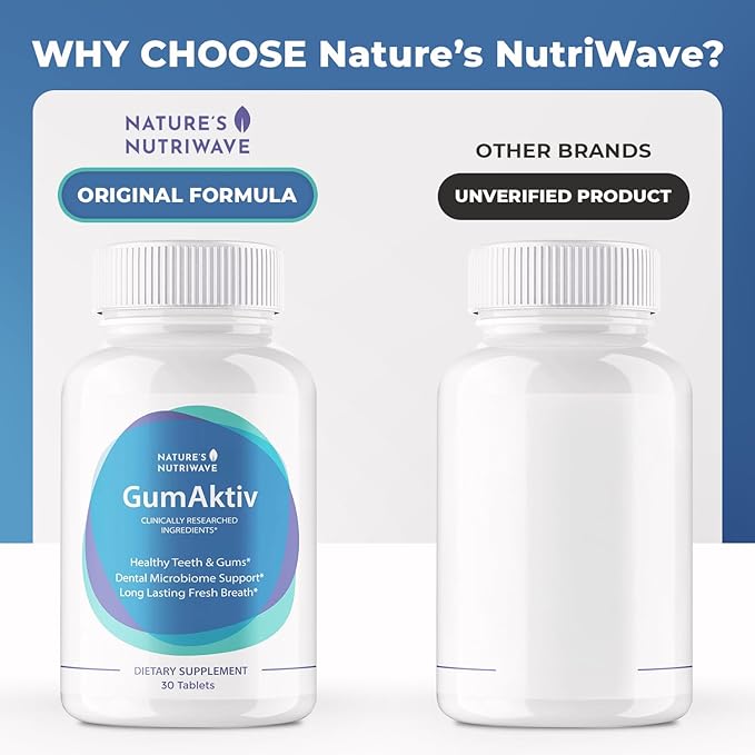 GumAktiv Oral Health Supplement – 3.5 Billion Probiotics, Supports Natural Oral Balance, Cleanses Mouth, Promotes Healthy Gums & Teeth, Non-GMO, Gluten-Free | 30 Tablets, 6 Month Supply
