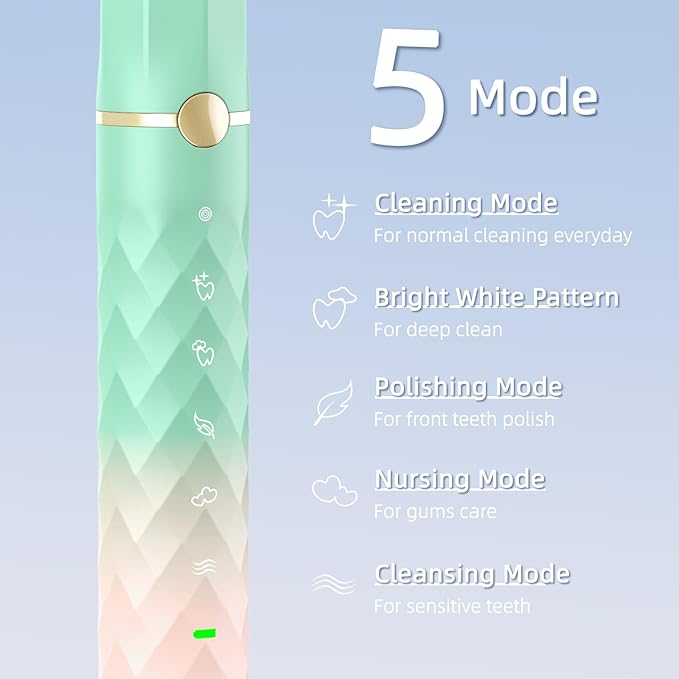 Electric Toothbrush Set, Equipped with 10 Brush Heads and Travel case, IPX8 Waterproof, 2-Minute Timer, 42000 high-Frequency Vibrations, 5 Modes, The First Choice for Gift Giving