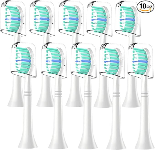 Replacement Toothbrush Heads Compatible with Philips Sonicare:10 Pack Professional Electric Brush Heads for 4100 6100 &More Snap-on Handles