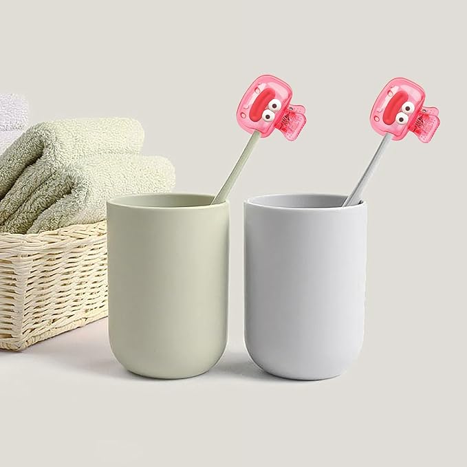 Upgrade Travel Toothbrush Head Covers Toothbrush Protector Cap Brush Pod Case Protective Portable Plastic Clip for Household Travel, Bathroom, School, Camping, Business (P, 4 Pack)