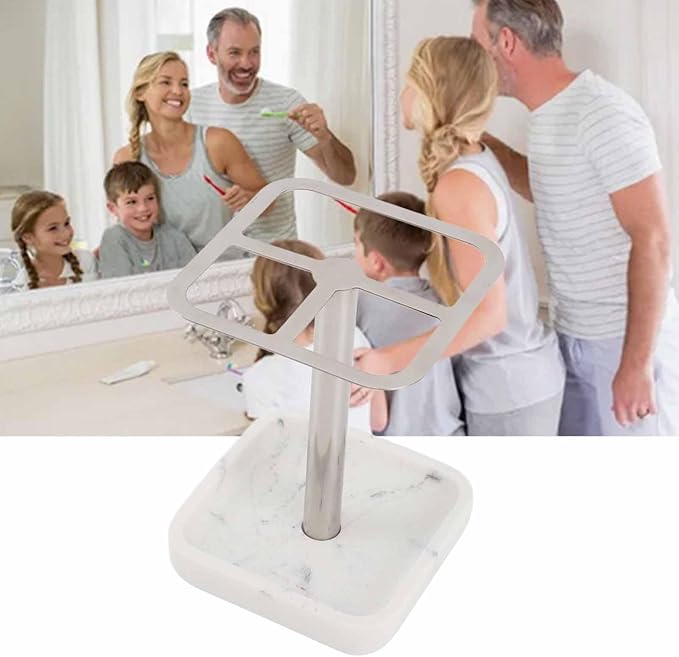 Mumusuki Stainless Steel Toothbrush Holder, Space Saving Toothpaste Organizer with Multifunctional Storage for Bathroom (Silver)
