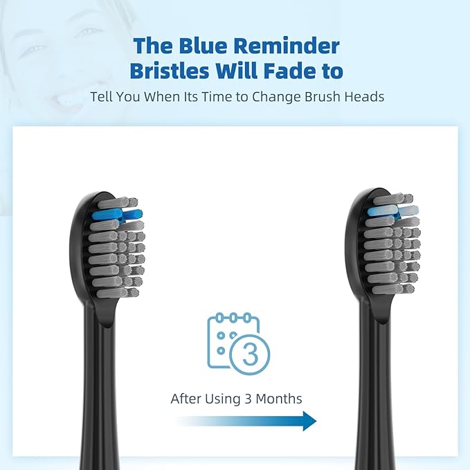 Replacement Flossing Toothbrush Heads(6-pc) Fit for Waterpik Sonic Fusion 2.0 SF-01, SF-02, SF03 & SF-04 Tooth Brush Refill Pisoniclea(SF-Black)