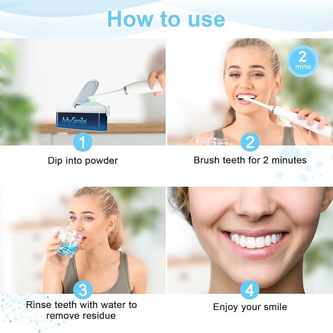 MySmile Teeth Whitening Powder for Tooth Whitening, Toothpaste Natural Powder Teeth Whitener, Enamel Safe Whitening Tooth Cleaning Powder, Tooth Stain Remover and Polisher, Fresh Mint