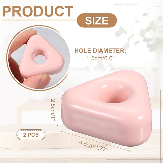 uxcell 2 Pcs Mini Ceramics Toothbrush Holder Stands, Sleek Mini Countertop Toothbrush Triangle Shape Ceramic Holder Stand for Bathroom Vanity Countertops, Pink