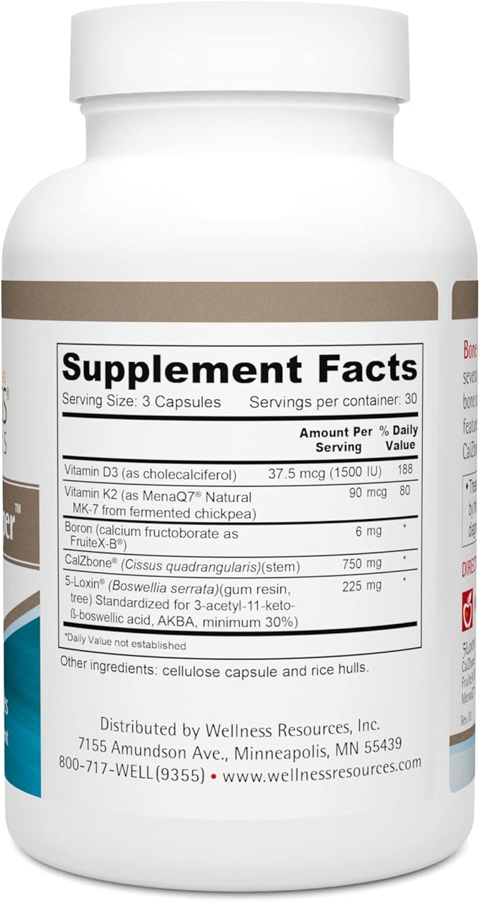 Wellness Resources Bone & Joint Helper with MenaQ7 Vitamin K2, CalZBone, 5-Loxin, FruiteX-B, Vitamin D3