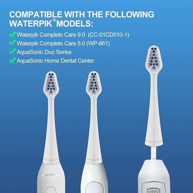 Harobey Replacements Toothbrush Heads for Waterpik Complete Care 5.0/9.0 (WP-861/CC-01), STRB-5WW, Pack of 5, White