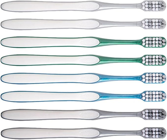 Homoyoyo Men’s Manual Toothbrushes 8pcs (2 Sets of 4) Hard Bristles Large Head Plastic Teeth Cleaning Tools Portable Household and Travel Use